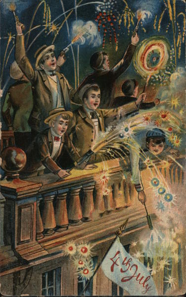 People with fireworks 4th of July