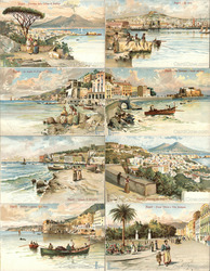 Set of 8: Views of Naples Italy Postcard Postcard Postcard