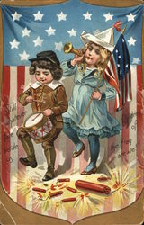 Children Celebrating July 4th Postcard