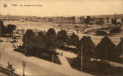 Les Terrasses et La Meuse Liege, Belgium Benelux Countries Postcard Postcard