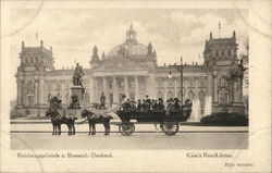 Reichstagagebaude u. Bismarc's - Denkmal Postcard