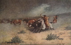 Stampede of Cattle Postcard
