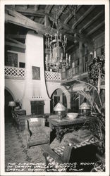 The Fireplace and Living Room of Death Valley Scotty's Castle Postcard