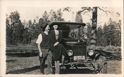 1920 Couple with Ford Model T Arizona Plates 16105 Postcard