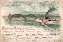 The New Rhine Bridge Dusseldorf, Germany Postcard Postcard Postcard