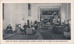 View of C.B.M.C. Service Men's Center, Market St. At First in San Francisco Postcard
