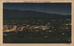 Tucson at Night, seen from "A" Mountain Arizona Postcard Postcard Postcard