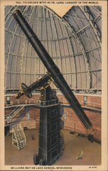 Telescope, Yerkes Observatory Williams Bay, WI Postcard Postcard Postcard