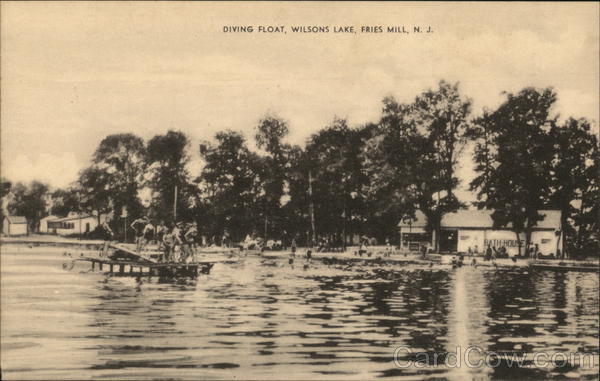 Diving Float, Wilsons Lake, Fries Mill Clayton, NJ Postcard