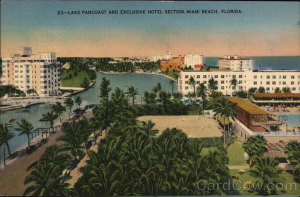 Lake Pancoast and Motel Section Miami Beach Florida