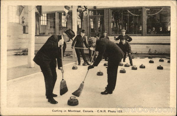 Curling - Two Men with Brooms Montreal QC Canada Quebec