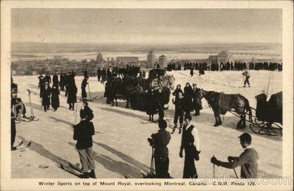 Winter Sports on Top of Mount Royal, Overlooking Montreal, Canada QC