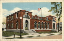 Post Office Sayre, PA Postcard Postcard Postcard