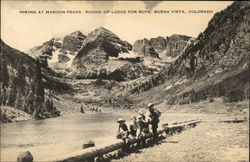 Hiking at Maroon Peaks, Round up Lodge for Boys Postcard
