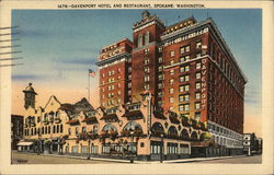 Davenport Hotel and Restaurant Postcard