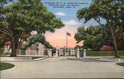 U.S. Veterans Hospital - Entrance Postcard