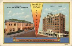 Hotel Falls, Buie Clinic and Marlin Sanitarium - Bath House Postcard