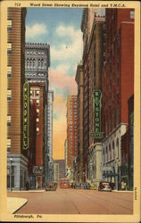 Wood Street showing Keystone Hotel and Y.M.C.A. Pittsburgh, PA Postcard Postcard Postcard