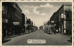 Main Street Looking East Greenville, PA Postcard Postcard Postcard