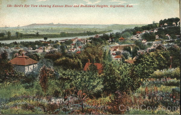Bird's Eye View Showing Kansas River and Rockaway Heights Argentine