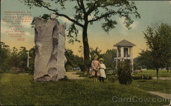 Monument to Terry's Texas Rangers and Bell Captured from Federal Ship Harriet Lane Houston