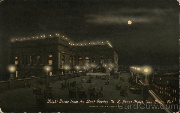 Night Scene from the Roof Garden, U. S. Grant Hotel San Diego California