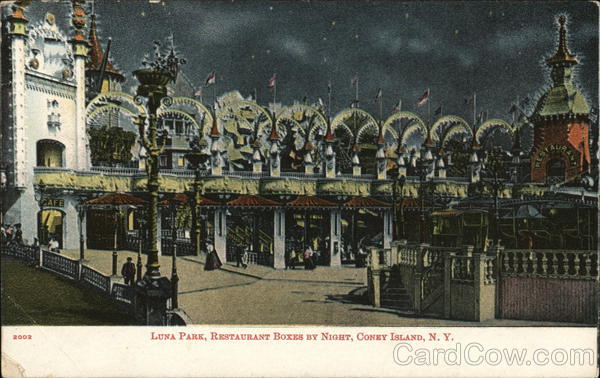 Luna Park, Restaurant Boxes by Night Coney Island New York