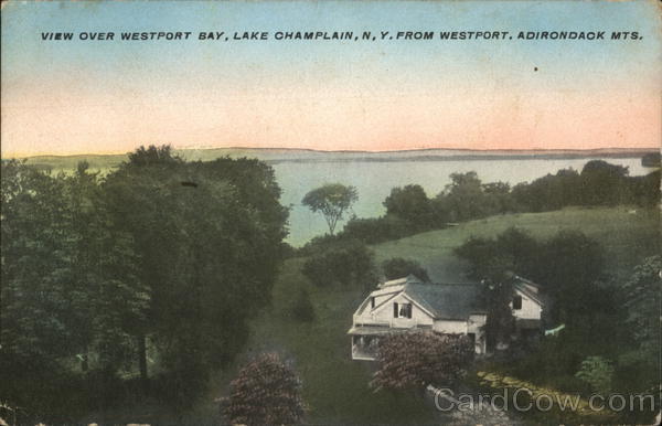 View Over Westport Bay, Lake Champlain, N. Y. from Westport, Adirondack Mts. New York