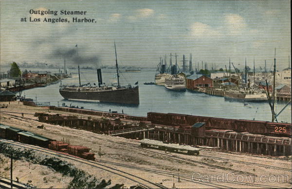 Outgoing Steamer at Los Angeles Harbor California