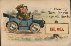 "I'll Blow My 'Horn' for You Any Old Time in Enid, Okla. Oklahoma Postcard Postcard Postcard