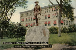 Memorial to Major H.H. Young, Chief of Scouts Providence, RI Postcard Postcard Postcard