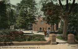 Plymouth Park and Cornhill Church Postcard