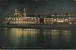 Casino and Bathing Pavillion at Night Santa Cruz, CA Postcard Postcard Postcard