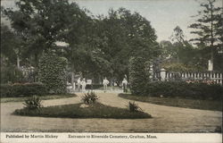 Entrance to Riverside Cemetery Grafton, MA Postcard Postcard Postcard