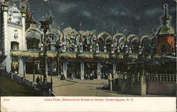 Luna Park, Restaurant Boxes by Night Postcard