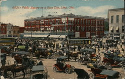 Public Square on a Busy Day Lima, OH Postcard Postcard Postcard