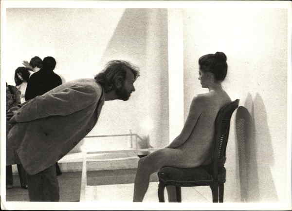 Man Staring at Naked Woman Art Installation Paris France