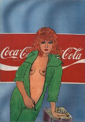 Coca Cola - Woman with Blouse Unzipped France Risque & Nude