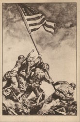 Marines Raise U. S. Flag on Iwo Jima World War II Postcard Postcard Postcard