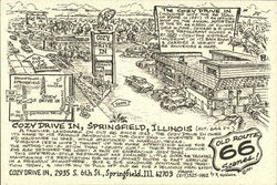 Cozy Drive In - Route 66 Springfield, IL Postcard Postcard Postcard