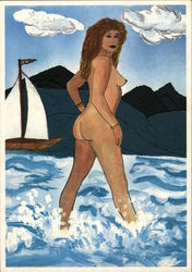 Nude Woman Standing in Water Risque & Nude Postcard Postcard Postcard