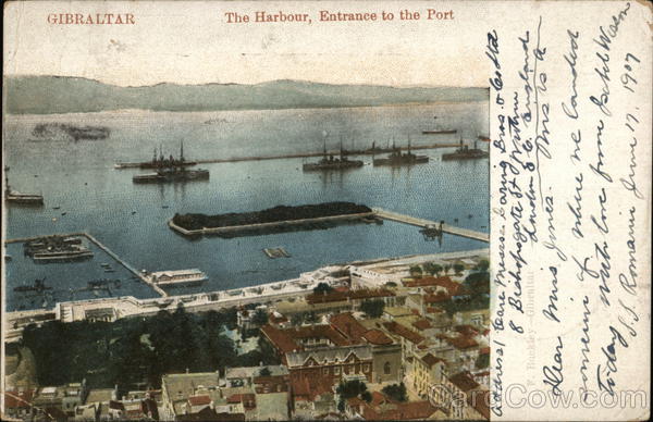 Harbour and Entrance to Port Gibraltar Gibraltar Spain Postcard Harbour and Entrance to Port Gibraltar Gibraltar Spain Postcard