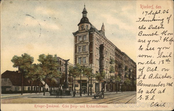 Kreiger-Denkmal. Ecke Berg und Richardstrasse Berlin Germany