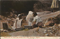 "Massa say we wash him clothes bery well". Kingston, Jamaica Postcard