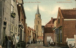 Street Scene and Church Scheveningen, Netherlands Benelux Countries Postcard Postcard