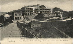 Peak Hotel and Engine House at Terminus of Peak Tramway Postcard