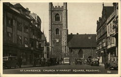 St. Lawrence Curch & Market Square, Reading Postcard