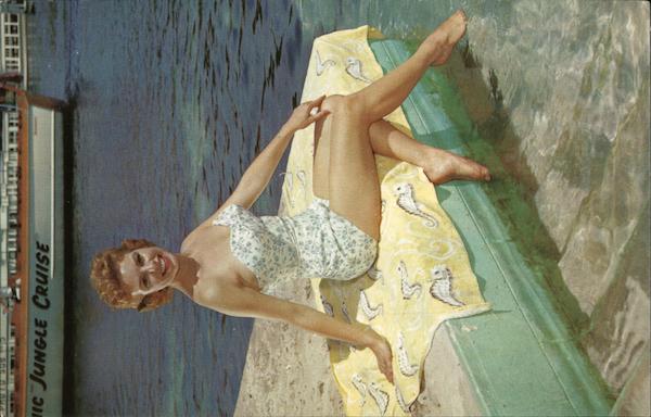 Florida's Silver Springs - Pretty Model Sunning on Bathing Beach