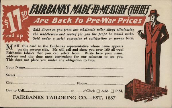 Fairbanks Tailoring Co. Advertising