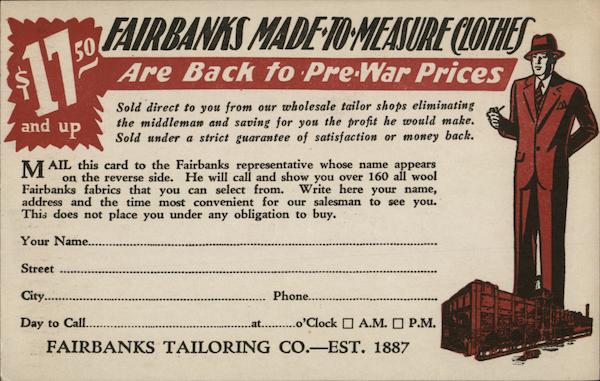 Fairbanks Made-to-Measure Clothes Advertising